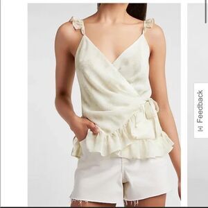 Express White Ruffle Tie Blouse small
